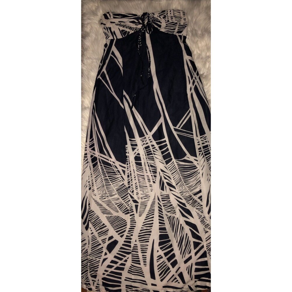 Women's Ann Taylor Loft strapless blue White stripe Summer dress size 6